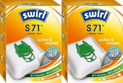 2 Pakete Swirl Staubsaugerbeutel S71 EcoPor Siemens Dynapower / Bosch Ergomaxx