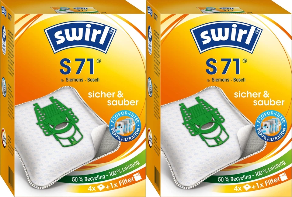 2 Pakete Swirl Staubsaugerbeutel S71 EcoPor Siemens Dynapower / Bosch Ergomaxx - Bild 1 von 3