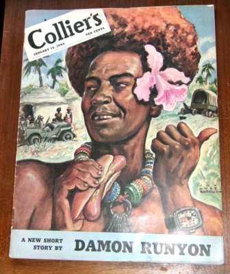 Vintage COLLIER'S Magazine January 15, 1944 WWII, Damon Runyon Short Story - Image 1 of 2