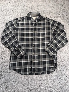 Weatherproof Vintage Shirt Mens Large Gray Black Flannel Lumberjack Button Up - Picture 1 of 6