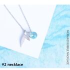 Mermaid Tail Tear Teardrop Whale Fish Tail Glass Ball Silver Pendant Necklace Ho