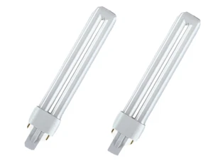 11W G23 2 pin Low Energy CFL PL-S PLS Stick Light Bulb 3500K White Lamp 2 pack - Picture 1 of 6