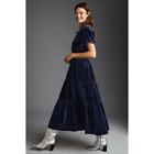 $180 Anthropologie The Somerset Maxi Dress: Velvet Edition Xxs Blue Color New