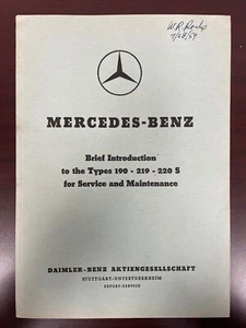 MERCEDES BENZ 190 210 220S SERVICE & MAINTENANCE MANUAL (1959) - Bild 1 von 16