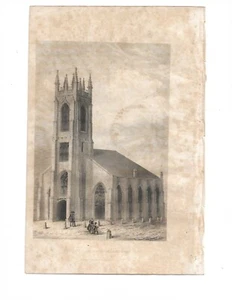 CHRIST CHURCH Hartford Connecticut Antique Engraving Print - Picture 1 of 1