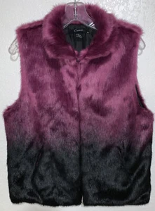 Cejon Vest Faux Fur 2 Tone (Purple/ Black) Front Pockets Womens Size Med. - Picture 1 of 8