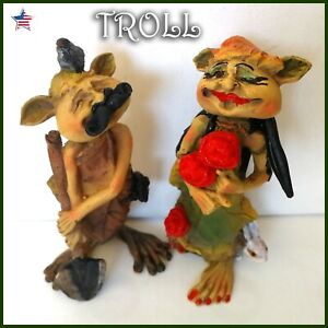antique doll rare ooak troll couples weeding 2 puppet art artist original signed