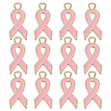 0.8" x 0.4" Ribbon Pendants, 20Pcs Awareness Hope Charm Accessories, Pink