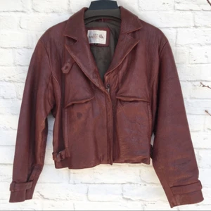 Sea Dream Womens Brown Zip Lined Leather Bomber Jacket 10 - Picture 1 of 10