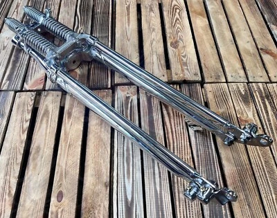 Horquillas Springer antiguas estrechas flacas Harley Bobber Chopper cromadas puerto grande 24" Foto 1 de 4