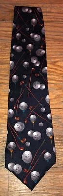 Corbata deportiva vintage de seda Bergere para hombre negra para club de golf Foto 1 de 2