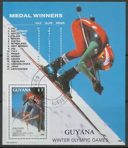 GUYANA 1988, Olympic Winter Games Calgary medalist, superb used MS 7 $ - Picture 1 of 1