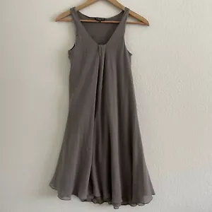 Eileen Fisher Silk Sleeveless Dress Womens Size PP 0-2 Tan Lined Spaghetti Strap - Picture 1 of 11