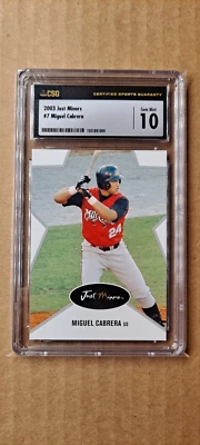 2003 年 Just Minors #7 Miguel Cabrera(未来名人堂)CSG 10 宝石完好 * 美丽 * 56bb — 第 1/2 张图片
