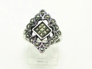 Estate Sterling Silver 925 Natural Marcasite Ladies Ring 5.2g - Picture 1 of 5