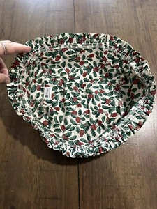 Longaberger Christmas Holly Basket Liner Approx 6”x9”x4” Rectangular Holiday VGC - Picture 1 of 7