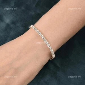 8.80Ct Round Lab Grown/CVD Diamond Women's Wedding Tennis Bracelet 10k Rose Gold - Picture 1 of 15