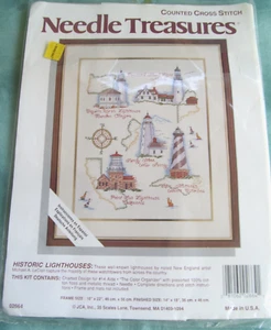 Needle Treasures "Historic L:ighthouses" Counted Cross Stitch Kit Unopened - Picture 1 of 3