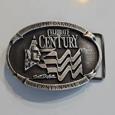 De colección Dakota del Sur Celebrar el Centenario del Siglo Hebilla de Cinturón 1989 Peltre Fino Foto 1 de 4