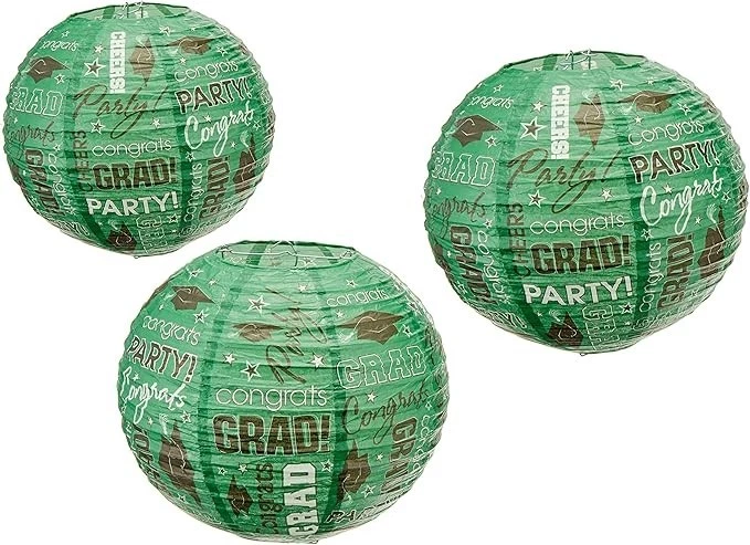 Amscan School Colors Graduation Party Congrats Grad! Printed Round Lanterns, Cei - Image 1 of 1