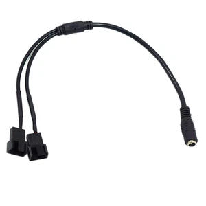 DC 5521 to 4Pin PWM 4 Pin 2 Way Computer PC Router Fan Power Adapter Cable 12V - Afbeelding 1 van 5