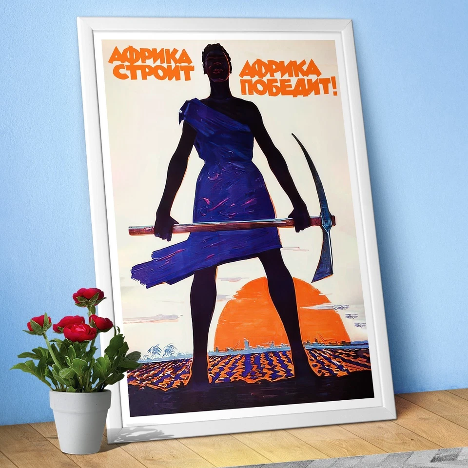 África vencerá!, URSS 1963 — Cartaz de propaganda soviética. Arte dos direitos civis da década de 1960 - Imagem 1 de 4