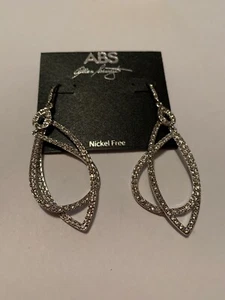 Pendientes colgantes orbitales Allen Schwartz tono plata cristal pavé $45 ABS A64-1 - Imagen 1 de 6