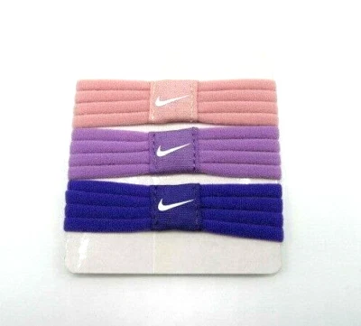 Nike Seamless Ponytail Hairbands 3 Pack Pink Glaze/Violet Shock/Wild Berry - Image 1 of 2