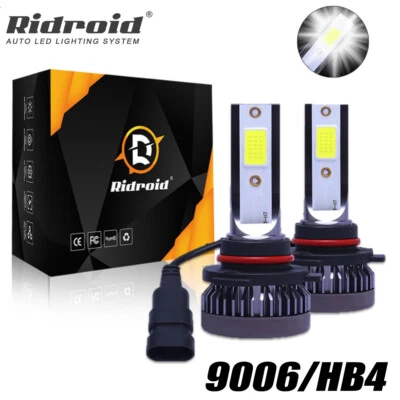 RIDROID 2x 9006 HB4 LED Headlight Bulb Kit Low Beam 60W 6000LM 6000K Super White Lamp