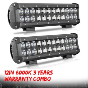 2x 12" Inch Combo LED Work Light Bar Spot Flood Driving Offroad SUV UTV ATV Boat - Picture 1 of 10