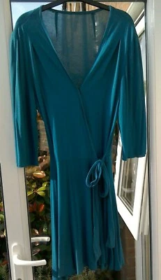 Hecho a medida/hecho a mano vestido envolvente/top en turquesa/azulejos profundos-talla 10/12 Foto 1 de 4