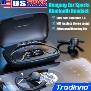 Bluetooth 5.3 Headset TWS Headphones Ear Hook Wireless Earphones Earbuds Stereo - Picture 1 of 8