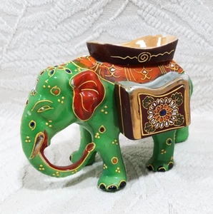 DE COLECCIÓN 4.5" SATSUMA MORIAGE JAPÓN ELEFANTE VERDE CENICERO/CIGARRILLO/PORTAFÓSFOROS - Imagen 1 de 20