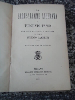 Torquato Tasso, La Gerusalemme liberata, Sonzogno 1891, 6ª edizione stereotipa  - Immagine 1 di 3