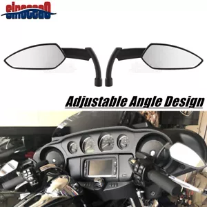 Black 8mm/10mm Scythe Blade Side Mirrors For Harley Road Glide King Street Glide - Picture 1 of 12
