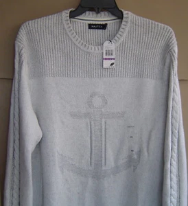 NUEVO CON ETIQUETAS $148 NAUTICA Para Hombre XXL INTARSIA TEJIDO SUÉTER ANCLA Malvavisco S73575 - Imagen 1 de 4