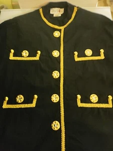 VTG Aftershock Cotton  Top T-shirt Black And Gold 1990 L-XL - Picture 1 of 10