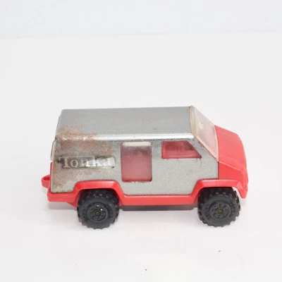 Tonka Van 1978 Vintage Pressed Steel Toy Metallic Silver and Red Unrestored  - Изображение 1 из 4