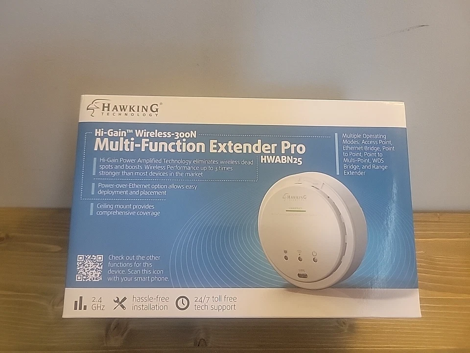 Hawking HWABN25 Hi-Gain Wireless-300N Multi-Function Extender Pro NEW SEALED - Image 1 of 4