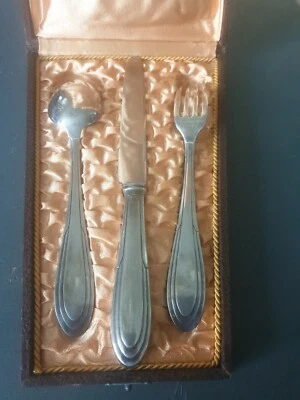 Argenterie Ménagère 3 Couvert Coffret Métal Argenté Poinçonné Ravinet Denfert... - Photo 1/4