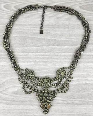 Impresionante collar distintivo DANNIJO Gunmetal/verde Swarovksi Crystal Foto 1 de 4
