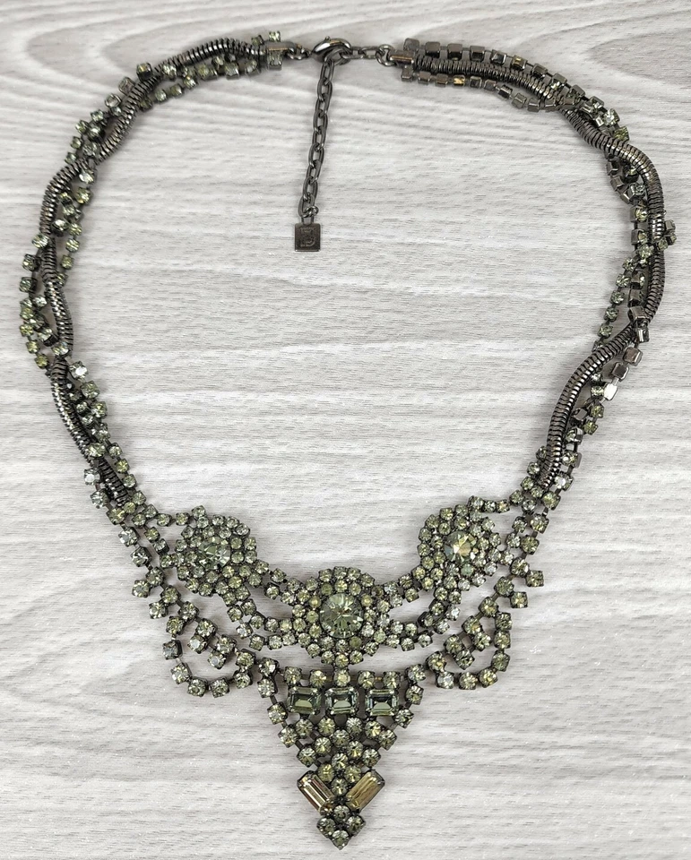 Impresionante collar distintivo DANNIJO Gunmetal/verde Swarovksi Crystal Foto 1 de 4