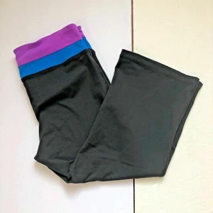 Tek Gear Womens Sz M Dark Gray Blue Purple Capri Workout Athletic Pants - Picture 1 of 4
