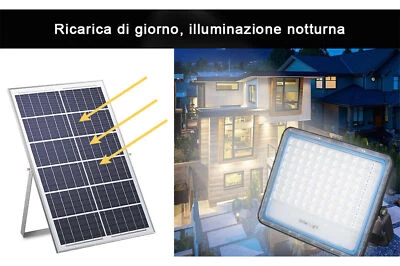 Faro faretto led con pannello solare 300w SMD luce fredda ip66.crepuscolare - Immagine 1 di 3