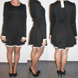 NEU! edles Kleid mit Schnürung Corsage Spitzenborte, sexy Maid Japan, XS S 34 36 - Bild 1 von 7