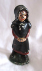 Vintage Cast Iron Amish Girl Hands Crossed Black and Red 2.25"
