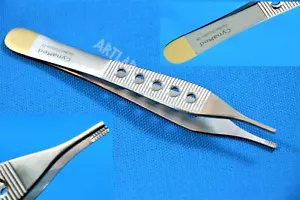 1 GERMAN ADSON BROWN TISSUE FORCEPS 4.75" SURGICAL WITH GOLD HANDLE FENESTRATED - Picture 1 of 12