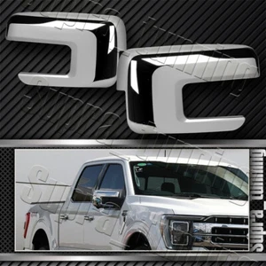 Chrome Side Mirror Covers Overlays W/ Turn Signal Hole For 2021-2023 Ford F150 - Picture 1 of 6