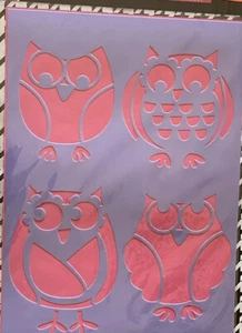 NEW Show-Offs (4) OWLS Decorative STENCIL Sheet #423202 Plastic Painting Craft - Picture 1 of 2