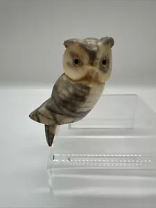 Vintage Alabaster handgeschnitzt Eule Regal Sitter Stein Figur - Bild 1 von 13